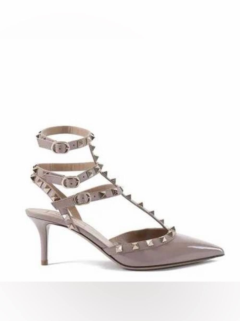 Valentino Pink Patent Leather Rockstud Strappy Pointed-Toe Pump